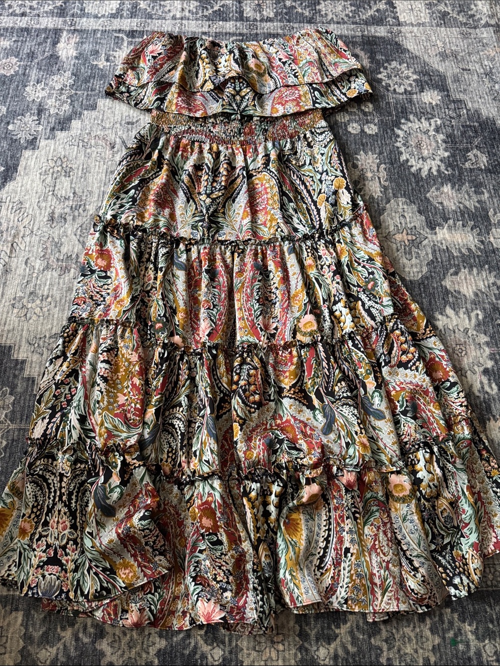 1. State Multicolor Paisley Ruffled Tiered Maxi Dress